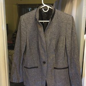 Brown Blazer with Chocolate Faux Leather Accents